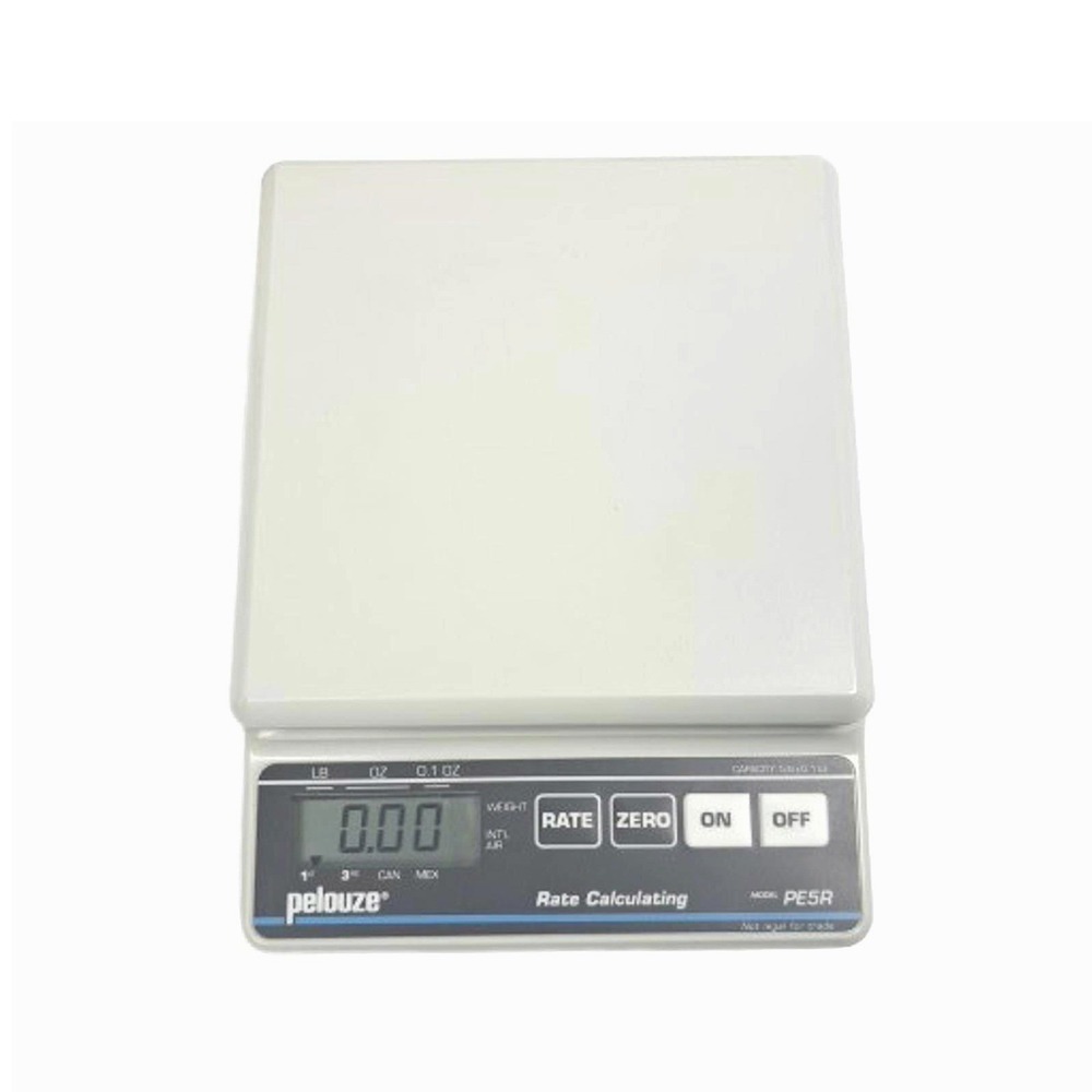 Pelouze PE5R Digital Postal Scale Rate Calculating 5lb Capacity White Shipping